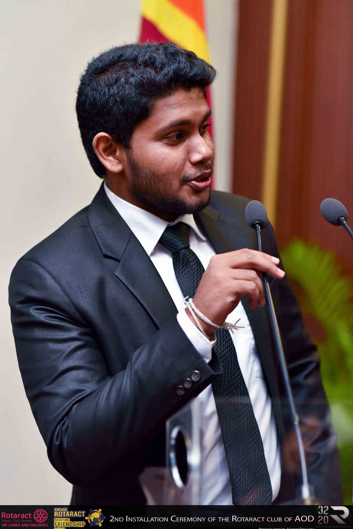 Yesith compering a Rotaract installation ceremony in Sri Lanka