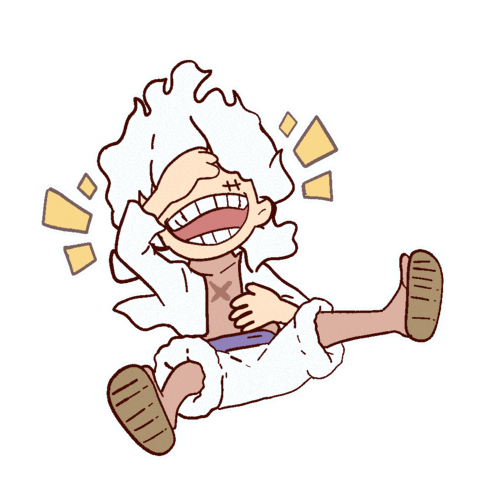 via giphy.com/musan_pro Gear 5 Luffy from One Piece laughing