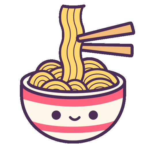 via giphy.com/Xunoodlebar A happy bowl of ramen blinking